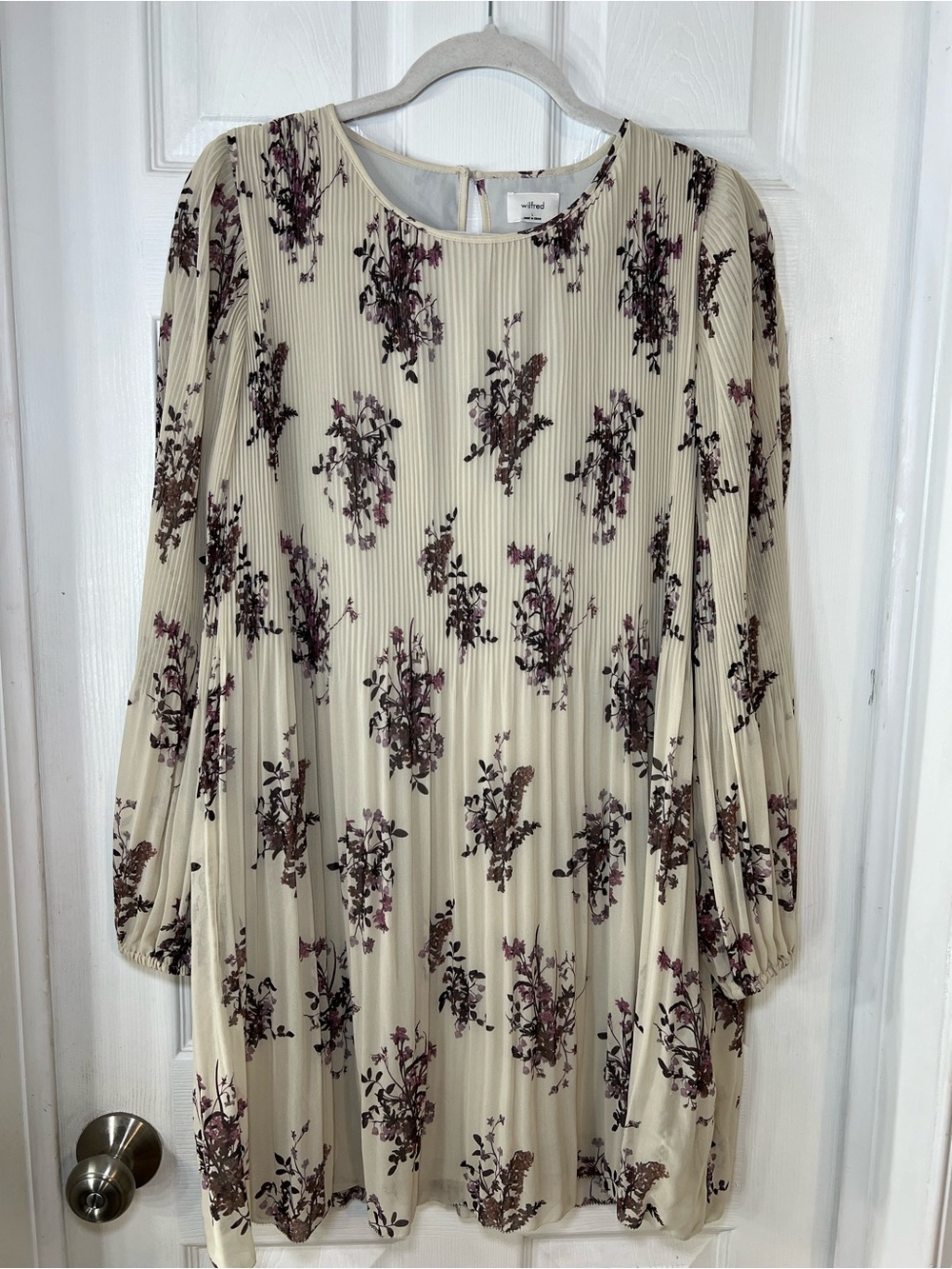 Wilfred Dress Daydreamer Pleated Birch Soft Orchid Long Sleeve Print Size Large